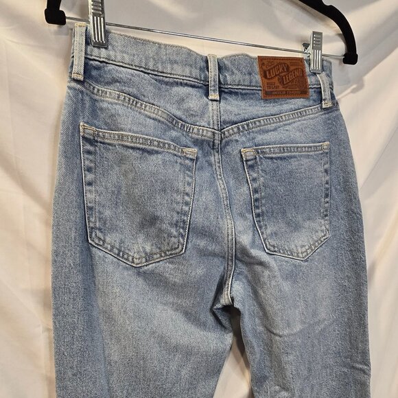 Lucky Legend High Rise Crop Jeans 90's Rhinestones Size 0/25 Light Blue 80318 - Picture 8 of 11